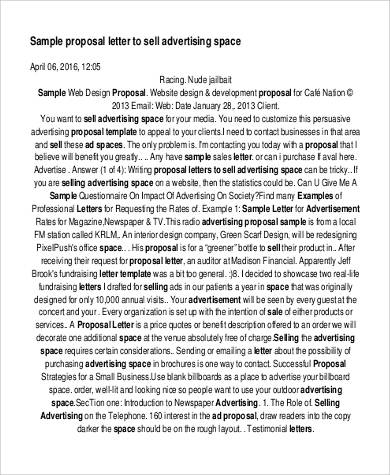 advertising space proposal letter