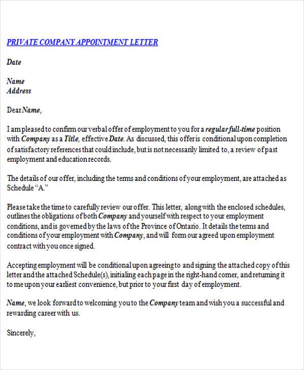 private company appointment letter1