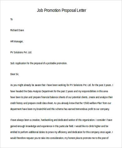 job promotion proposal letter