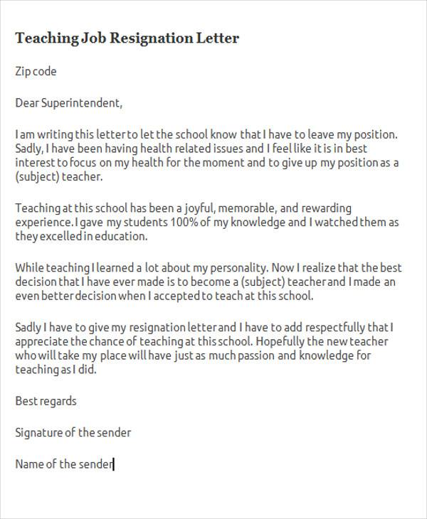 teaching job resignation letter2