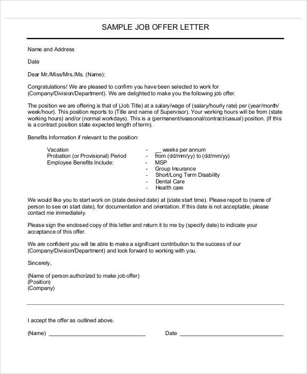 probation employment offer letter