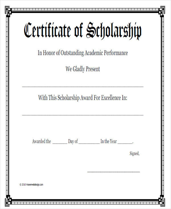 academic scholarship award certificate5