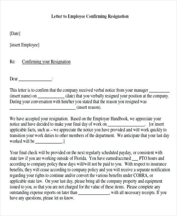 acceptance resignation reply letter