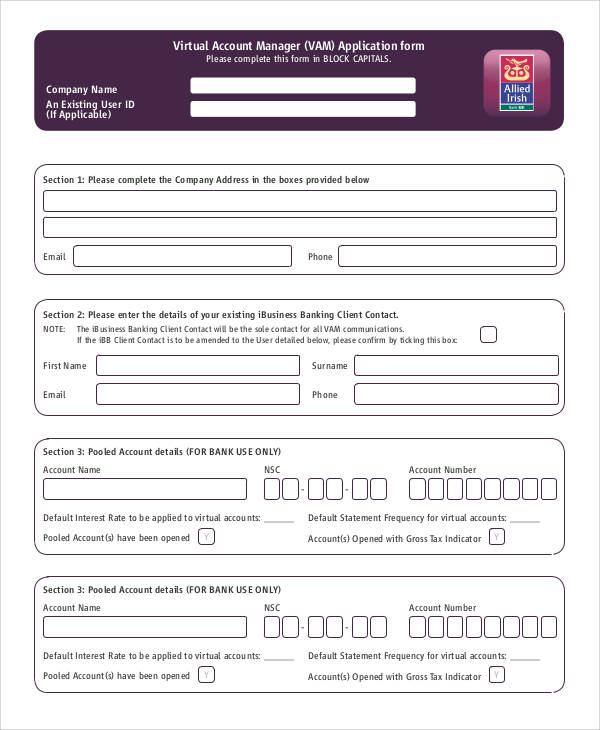 account manager application form