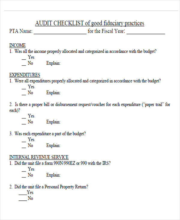 accounting audit checklist form