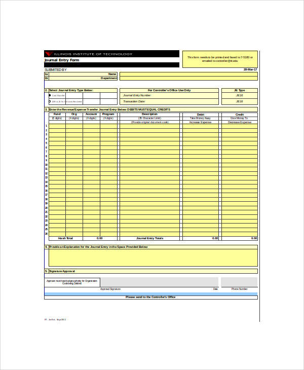 accounting journal form