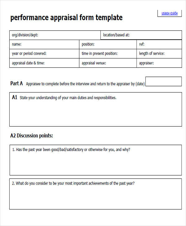 accounting performance appraisal form