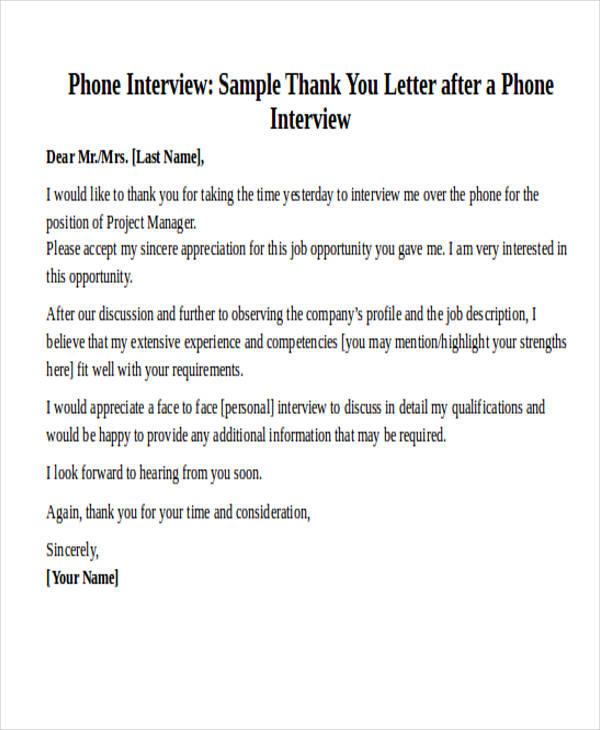 Thank You Note For Job Interview Template