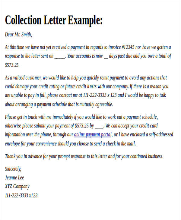 aggressive collection letter example
