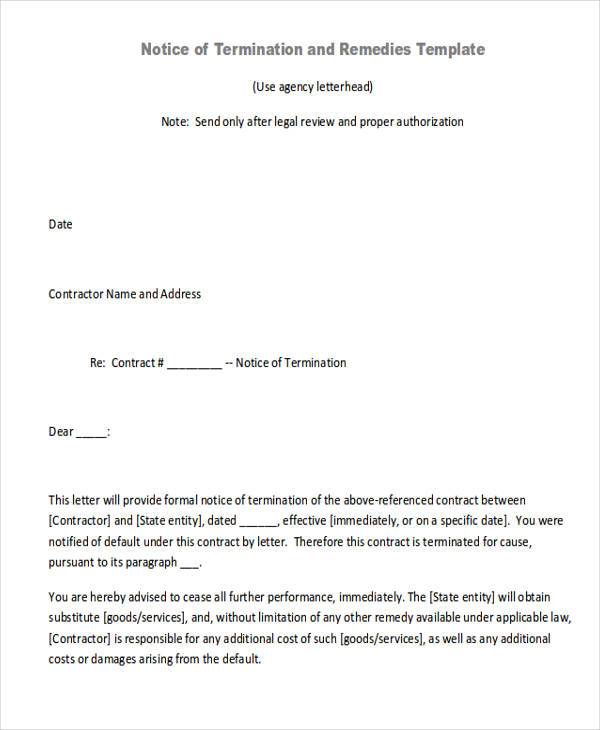 agreement termination letter