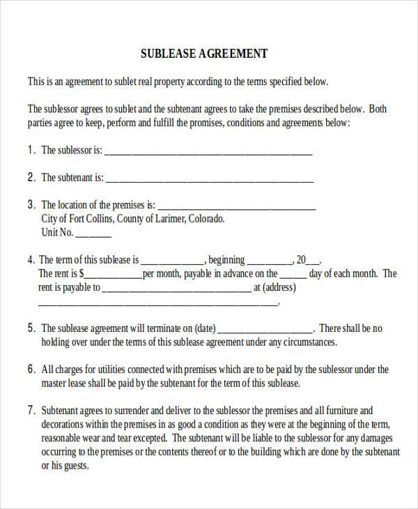 agreement to lease form