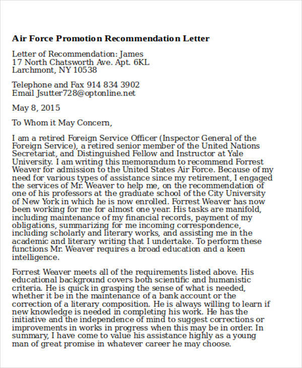 air force promotion recommendation letter1