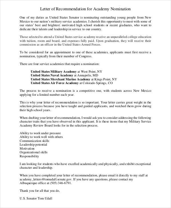 FREE 6+ Sample Air Force Recommendation Letter Templates ...