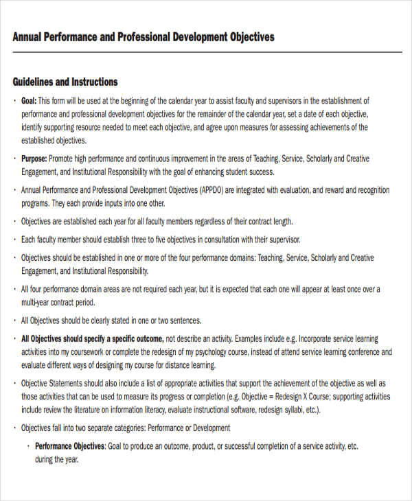 FREE 6 Performance Objectives In MS Word PDF