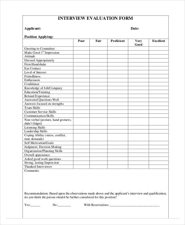 FREE 57+ Evaluation Forms in MS Word | Pages