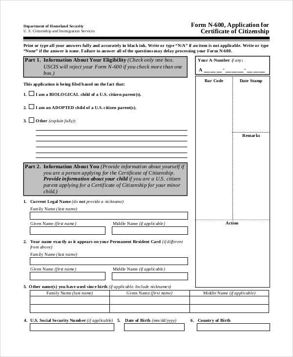 application form for certificate of citizenship