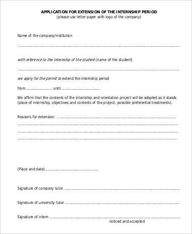 application for extension of the internship letter