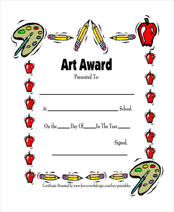 art award certificate