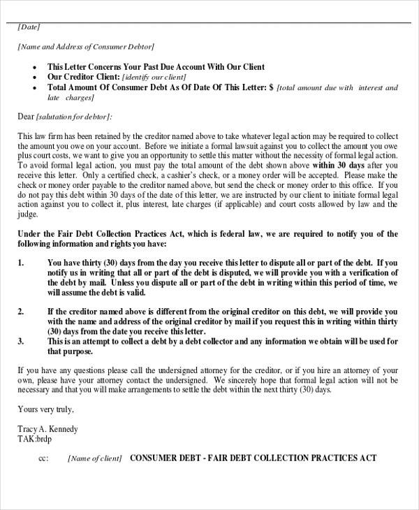 attorney debt collection letter