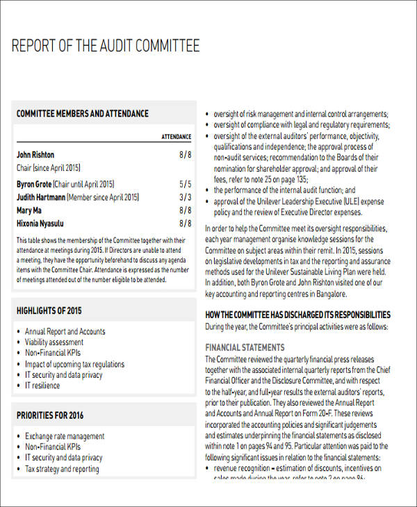 audit committee report sample1