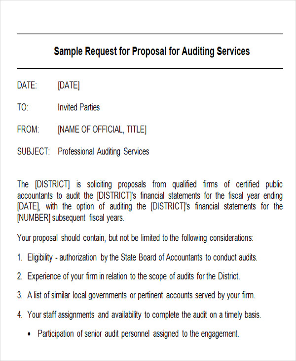 audit proposal request letter
