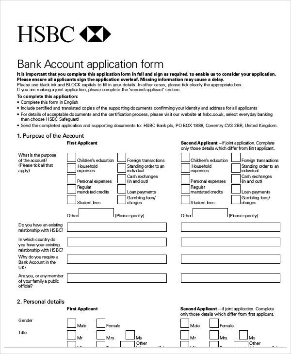 bank account application form1