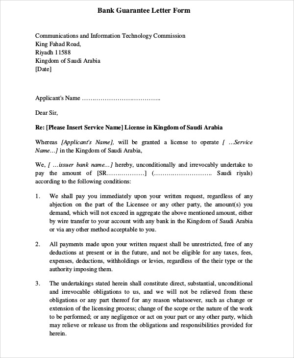 21 Printable Format Of Bank Guarantee Letter Templates Fillable Samples 