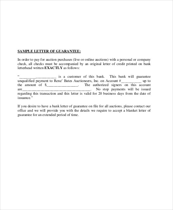 bank guarantee letter format