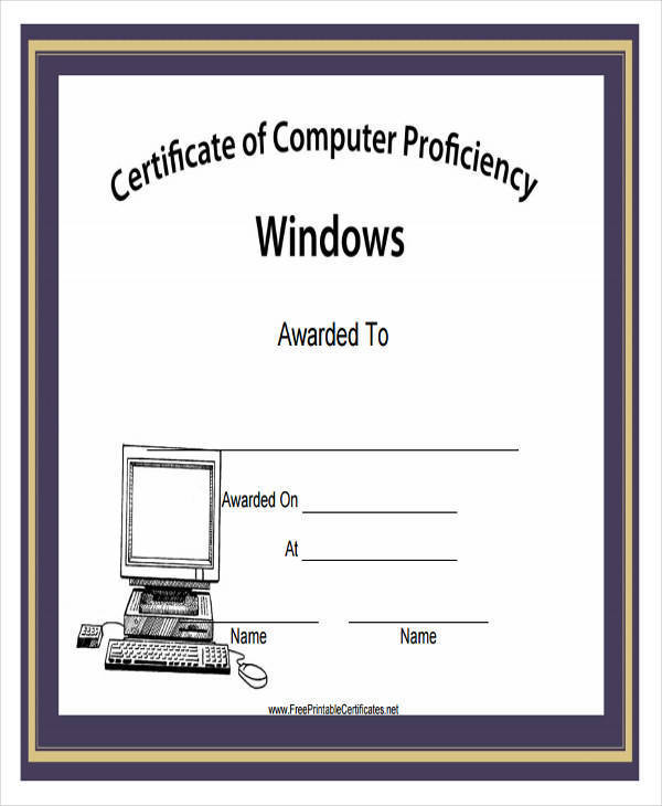 computer training certificate new design