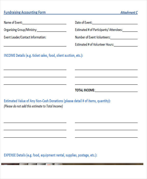 basic fundraiser accounting form