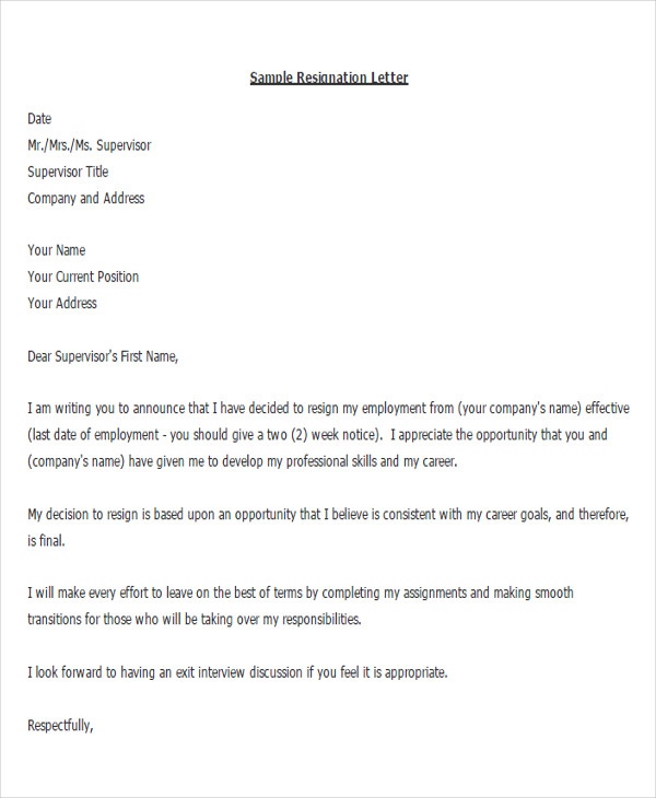 Resignation Letter On Bad Terms For Your Needs Letter Template Collection