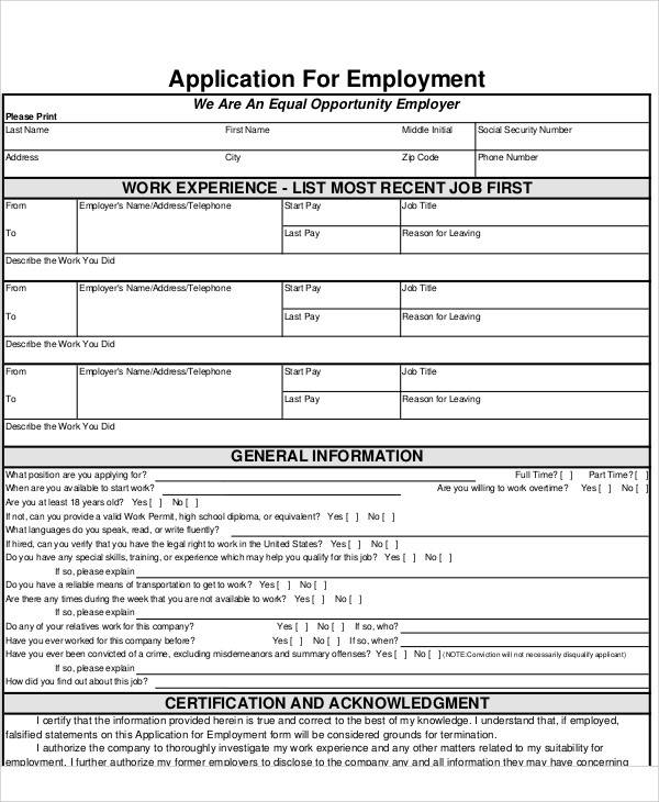 equal opportunity statement job application