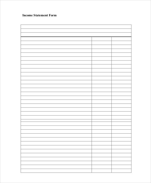 blank income statement form