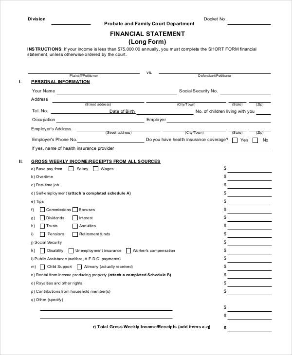 Business Financial Statement Template Fill Online Printable Images 