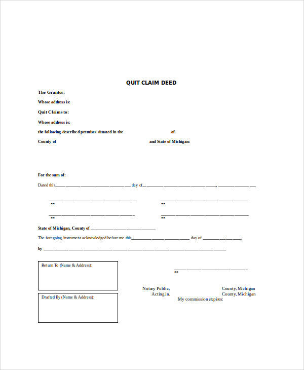 blank quit claim form