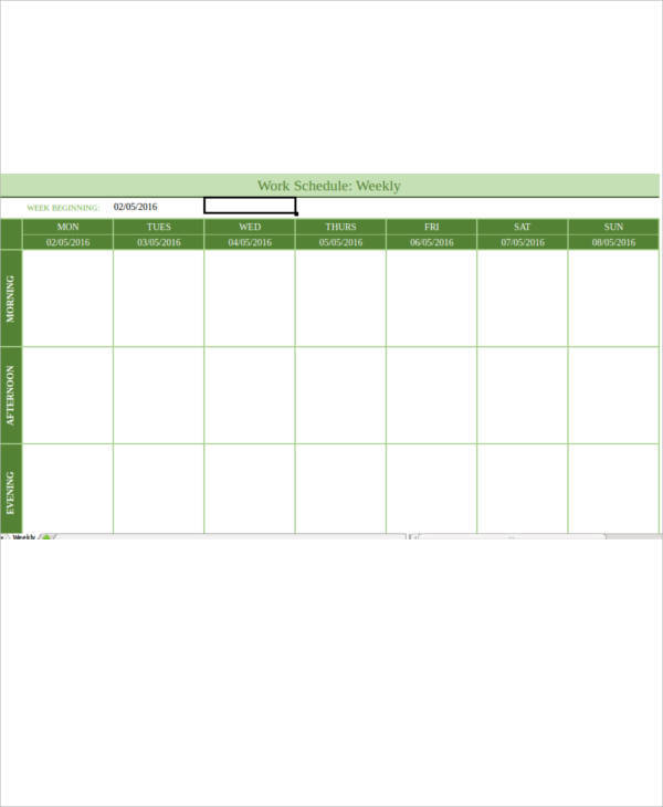 blank schedule spreadsheet