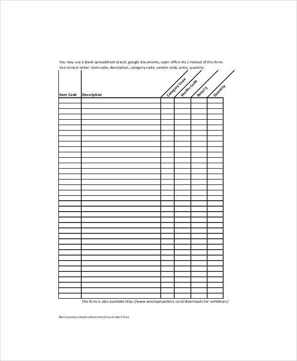 blank spreadsheet form