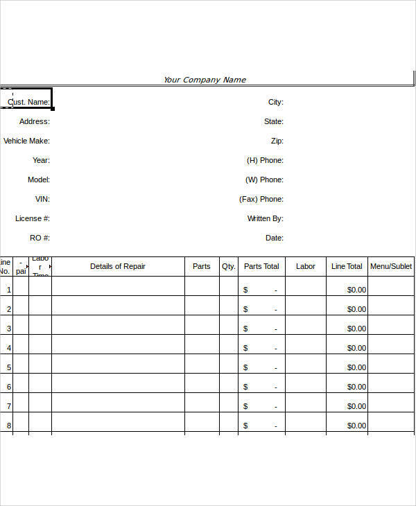 blank spreadsheet in excel