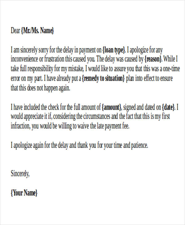 business apology letter for late payment