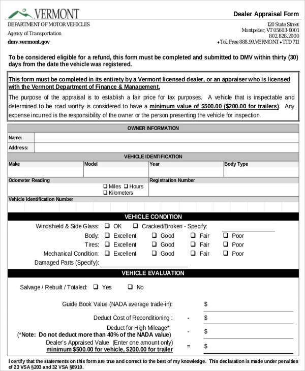 business appraisal form example