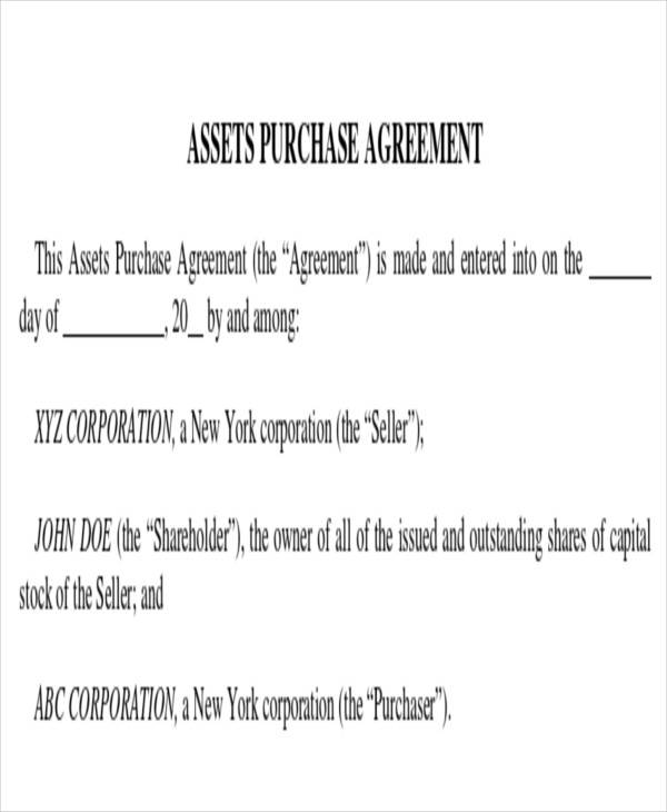 business asset purchase agreement form