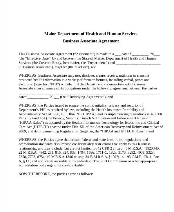 business associate agreement form