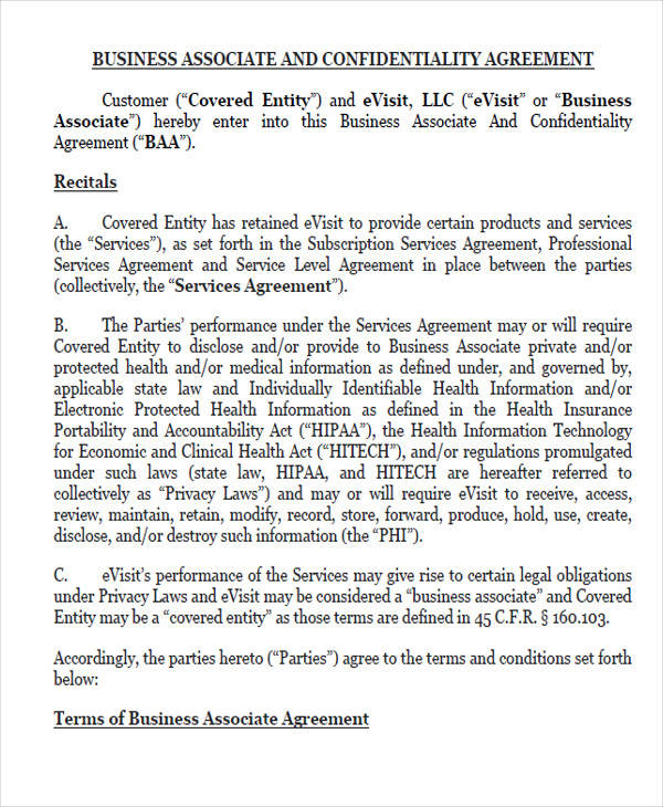 business associate confidentiality agreement