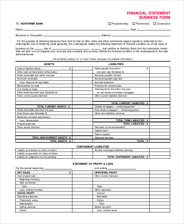business financial statement form4