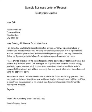 business formal request letter