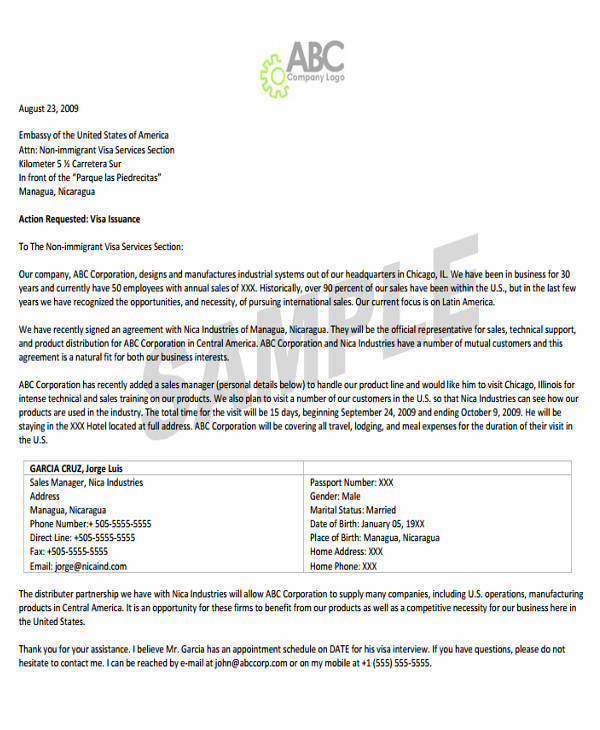 Business Invitation Letter For Visa For Your Needs | Letter Template