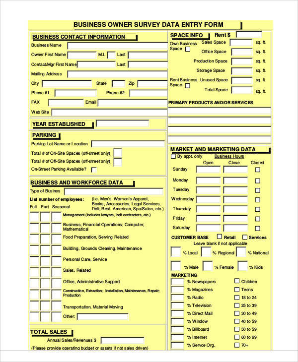 business owner survey form