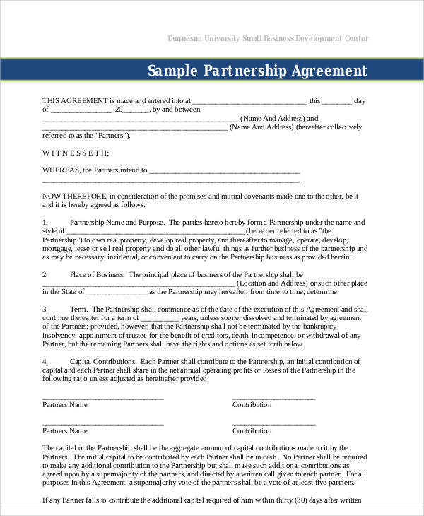 business partner contract agreement