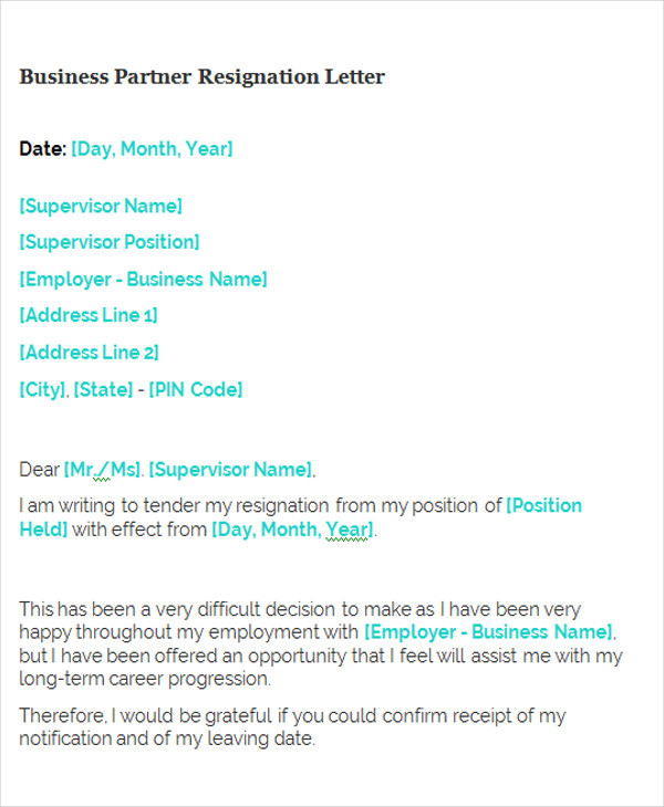 business partner resignation letter1