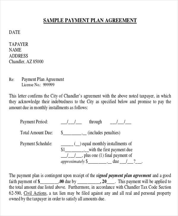 business payment plan agreement form